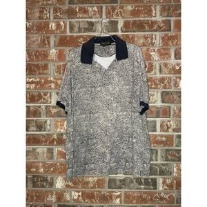 VTG Sansabelt Golf Leaf Print Mens Polo Shirt L 100% Cotton Dad Normcore Classic